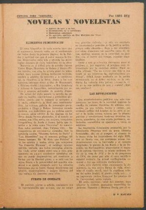 Novelas y novelistas : Especial para "Máscara"