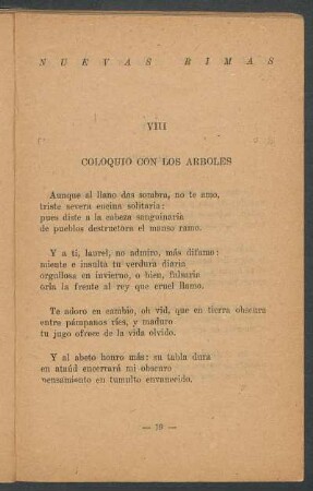 VIII - Coloquio con los arboles