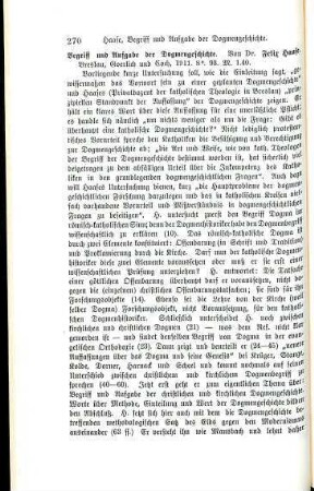 270-271 [Rezension] Haase, Felix, Begriff und Aufgabe der Dogmengeschichte