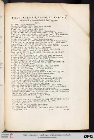 Titvli Caesaris, Lepidi, et Antonii