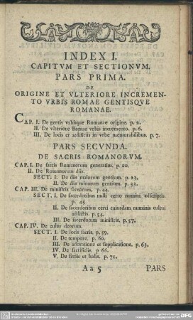 Index I. Capitum Et Sectionum