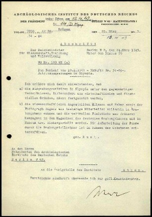 M. Schede an DAI Athen