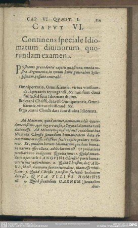 Caput VI. Continens speciale Idiomatum divinorum quorundum examen