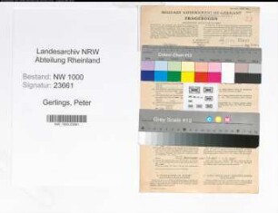 Entnazifizierung Peter Gerlings, geb. 22.05.1904 (Verm.Techniker)