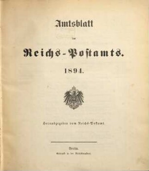 Amtsblatt des Reichs-Postamts. 1894