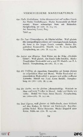 Verschiedene Manufakturen (Nr. 690-702)