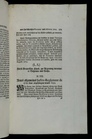 N. XXI. Fürstl. Braunschw. Lüneb. zur Regierung verordnete Geheimte und Räthe.