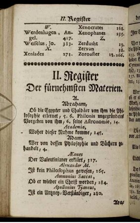 II. Register Der fürnehmsten Materien