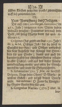 IX. Von Anruffung der Heiligen.