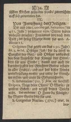 IX. Von Anruffung der Heiligen.