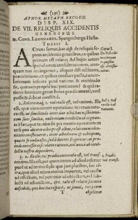 Disp. XIX. De VII. Reliquis Accidentis Generibus.