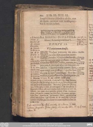De Rebus Corporalibus, & incorporalibus. Titulus II.