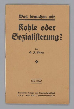 "Was brauchen wir Kohle oder Sozialisierung?"