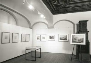 Dresden. Ausstellung "Künstler entdecken die Sächsische Schweiz" im Kupferstich-Kabinett, 1.10.-30.12.1998. Raumaufnahme