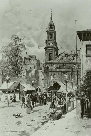 Dresden. Blick auf die Kreuzkirche von Süden