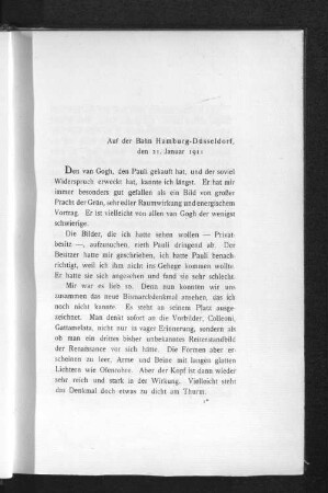Auf der Bahn Hamburg-Düsseldorf, den 21. Januar 1911