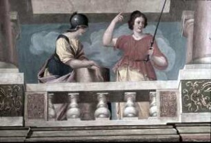 Illusionistischer umlaufender Balkon mit Tugendpersonifikationen