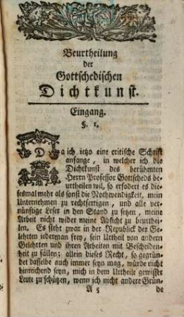 Georg Friedrich Meiers der Weltweisheit öffentlichen lehrers zu Halle Beurtheilung der Gottschedischen Dichtkunst, 1