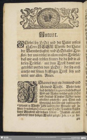 Leichenpredigt : Antritt. Leichen-Spruch. Eingang. Abhandelung. Application