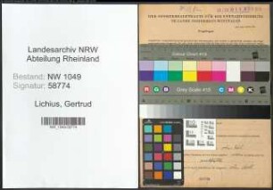 Entnazifizierung Gertrud Lichius , geb. 17.11.1885 ()