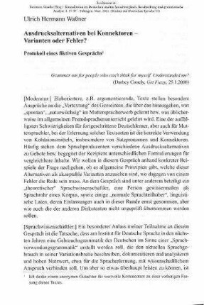Ausdrucksalternativen bei Konnektoren – Varianten oder Fehler? Protokoll eines fiktiven Gesprächs