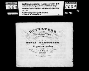 Heinrich Marschner (1795-1861) - J.P. Schmid: Ouverture / de l´Opera / Des Falkners Braut ... / composée / par / Henri Marschner / arrangée / à quatre mains / par / J.P. Schmid Chez Breitkopf & Härtel à Leipsic
