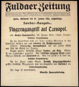 Ausgabe vom Mittwoch, den 19. Januar 1916.