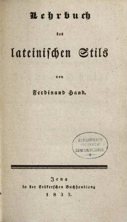 Lehrbuch des lateinischen Stils