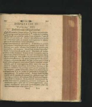 Disputatio XV. Titulus XVI. De Verborum Obligationibus.