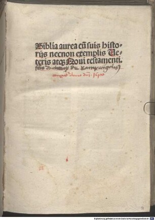 Aureum bibliae repertorium : Mit Vorrede von Antonius Rampegolus