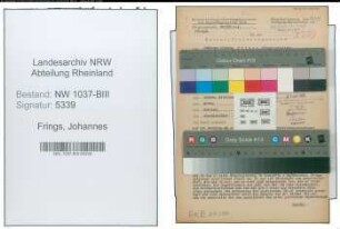 Entnazifizierung Johannes Frings , geb. 15.04.1901 (Angestellter)