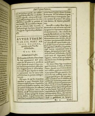 Auvertimenti Al Sig. Marc Antonio Colonna, [...] Cap. XX. [...]