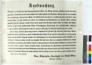 Kundmachung für Ruhe und Ordnung durch den Sicherheitsausschuss der Stadt Wien