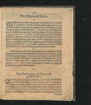 IX. Von Begräbnüß Kosten.