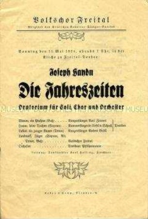 Programm zu einer Aufführung des Volkschores Freital