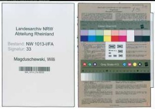 Entnazifizierung Willi Magduschewski , geb. 06.08.1906 (Viehpfleger)