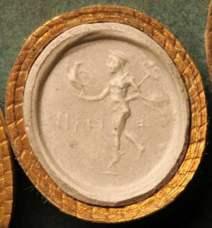 Mercurius (Hermes) trägt den Adler Jupiters (Daktyliothek, Supplement)