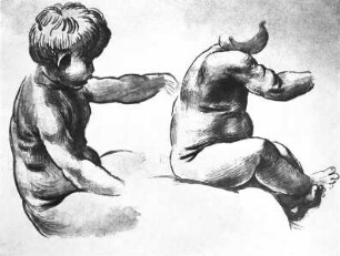 Skizze zweier sitzender Kinder