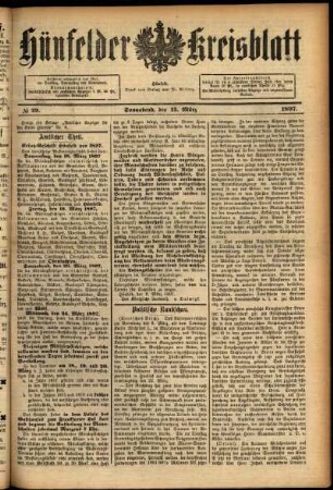 Ausgabe vom Samstag, den 13. März 1897.