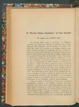 El "Derecho Público Eclesiástico" de Vélez Sarsfield : Su origen y su verdadero valor