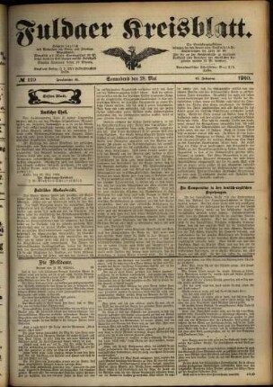 Erste Ausgabe vom Samstag, den 28. Mai 1910.