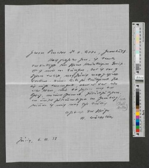 Brief an Werner von Melle