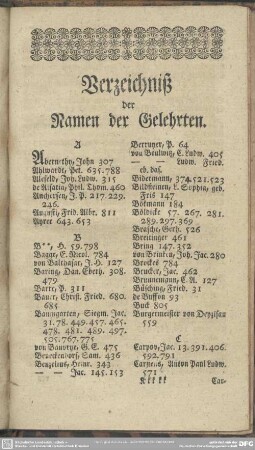 Verzeichniß der Namen der Gelehrten