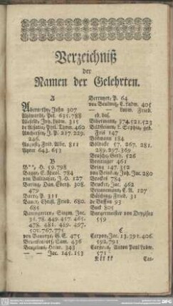 Verzeichniß der Namen der Gelehrten