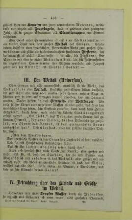 III. Das Weltall (Universum)