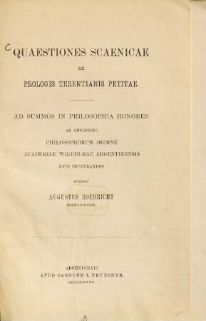 Quaestiones scaenicae ex prologis Terentianis petitae