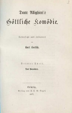Dante Allighieri's Göttliche Komödie, 3. Das Paradies