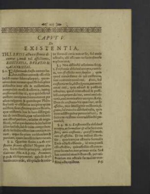 Caput V. De existentia.