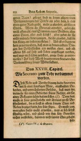 Das XXVIII. Capitel. Wie Socrates zum Tode verdammet worden