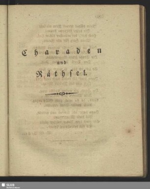 Charaden und Räthsel